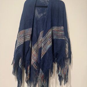 Woven Heart Navy Blue Knit Shawl
